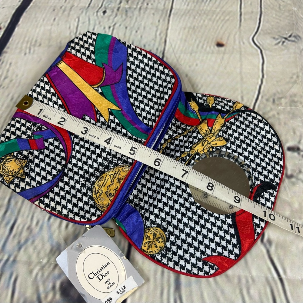 Dior vintage Multicolor Houndstooth Clutch cosmetics bag with tags! - Picture 5 of 7
